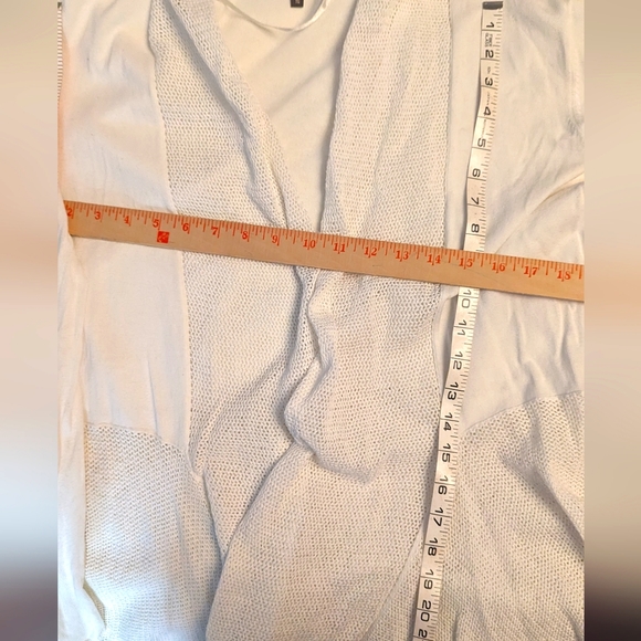 🔖 Denver Hayes Soft XL white knit cotton sweater w/ two weaves hanky hem VGUC - Picture 5 of 7